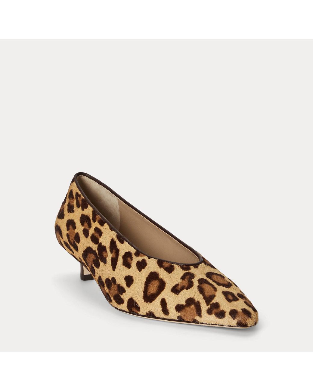 Ralph Lauren Brown Francesca Leopard-Print Haircalf Pump