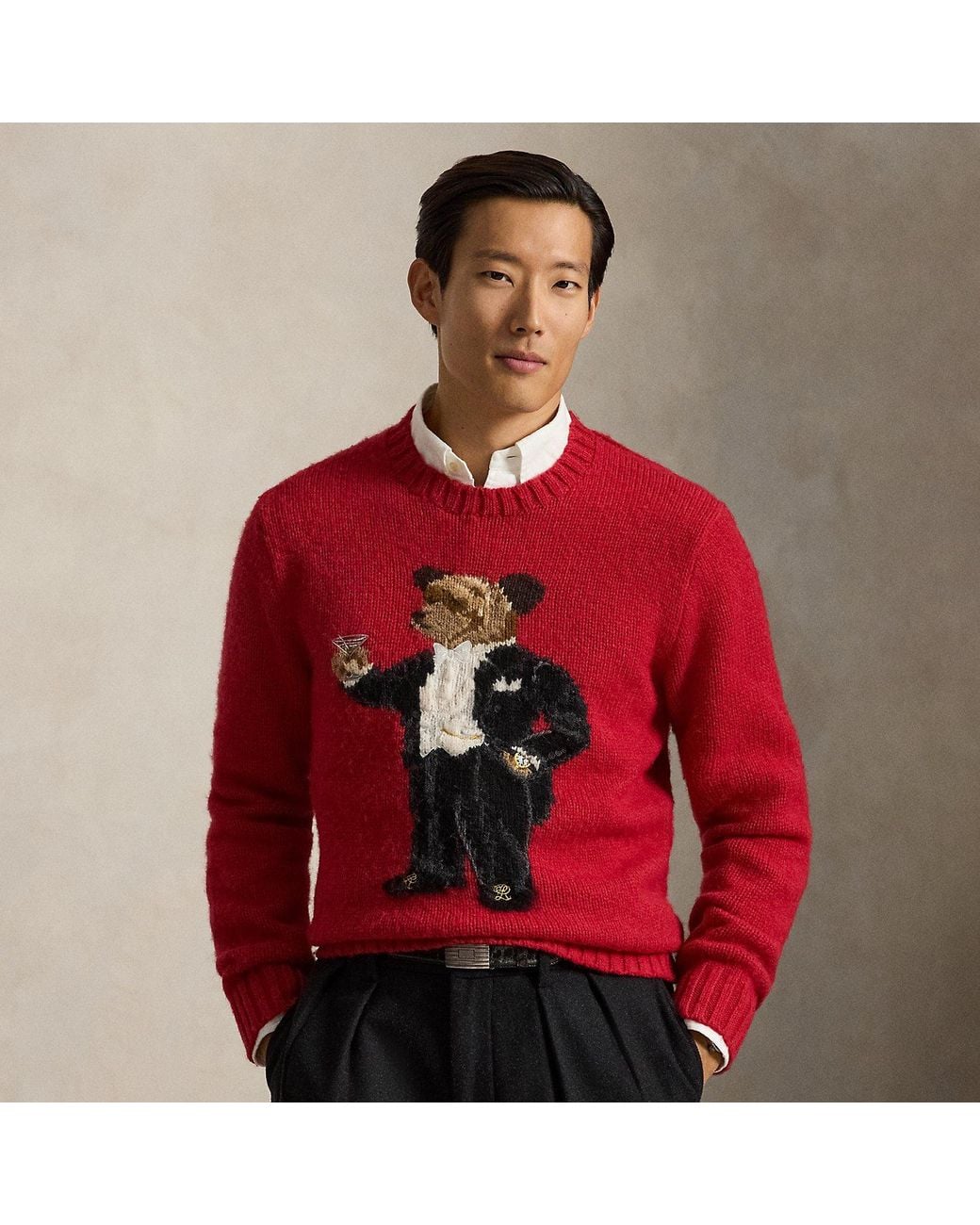 Polo Ralph Lauren Red Martini Bear Jumper for men