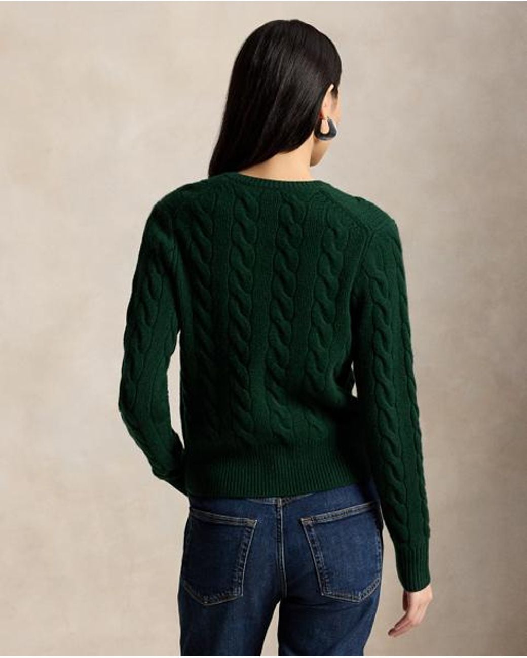 Polo Ralph Lauren Green Cable-Knit Wool-Cashmere Cardigan