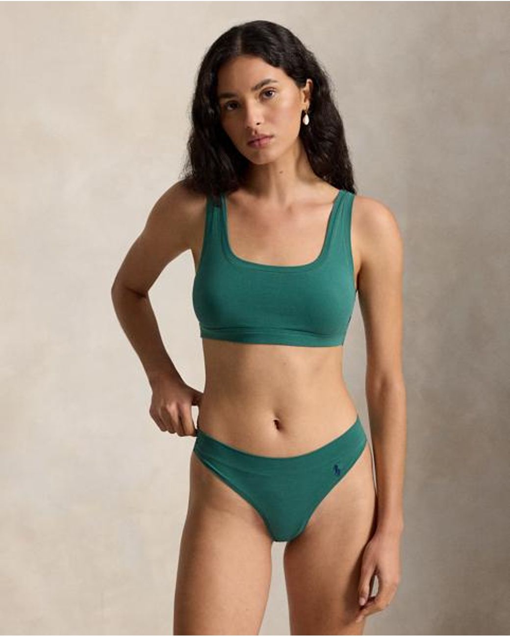 Bralette De Algodón Elástico Polo Ralph Lauren de color Green