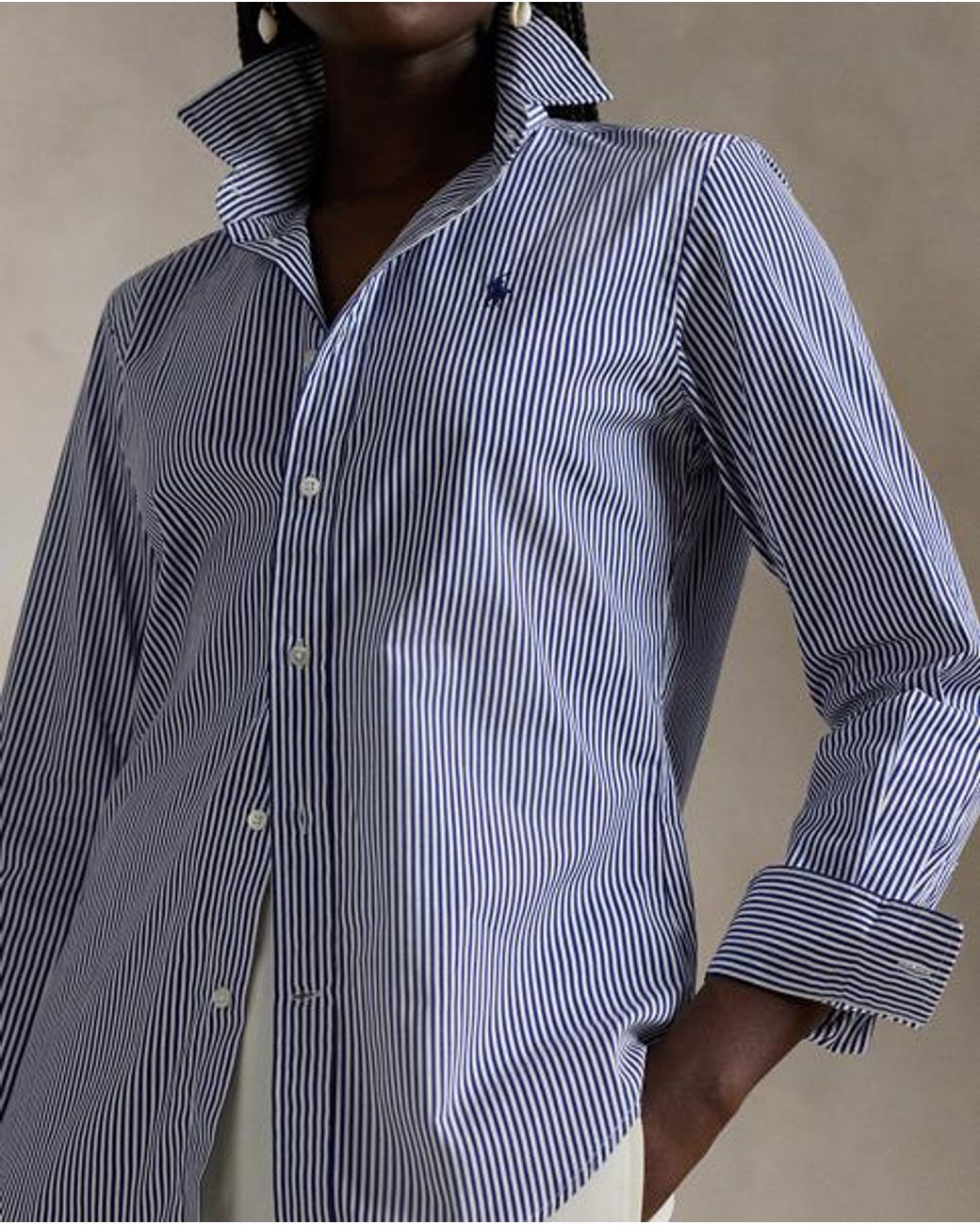 Polo Ralph Lauren Blue Slim Fit Striped Cotton Shirt