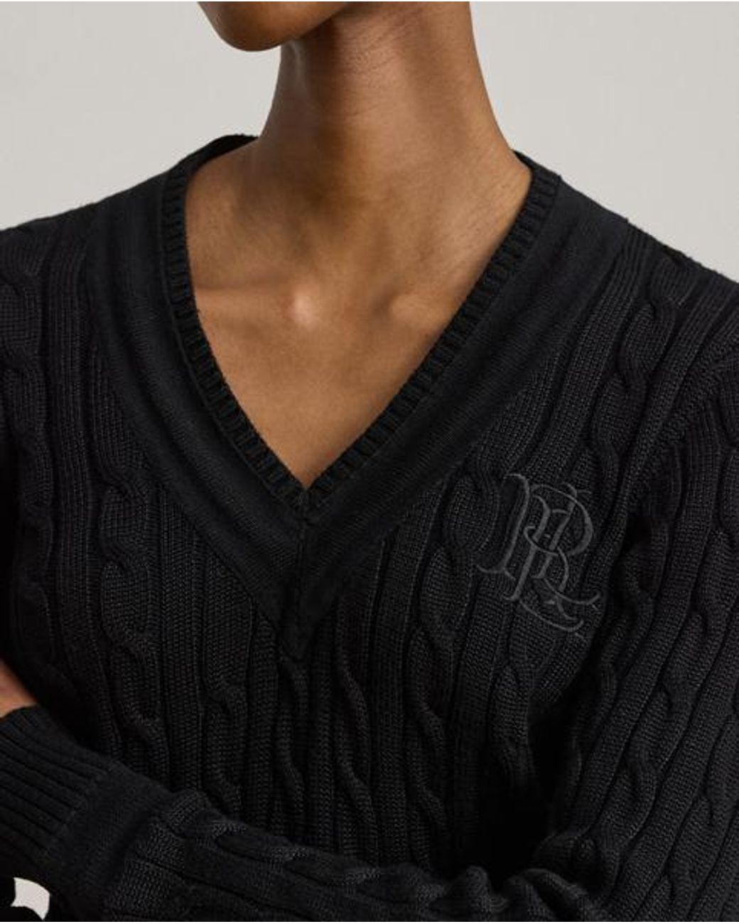 Ralph Lauren Black Cable-Knit Cricket Jumper
