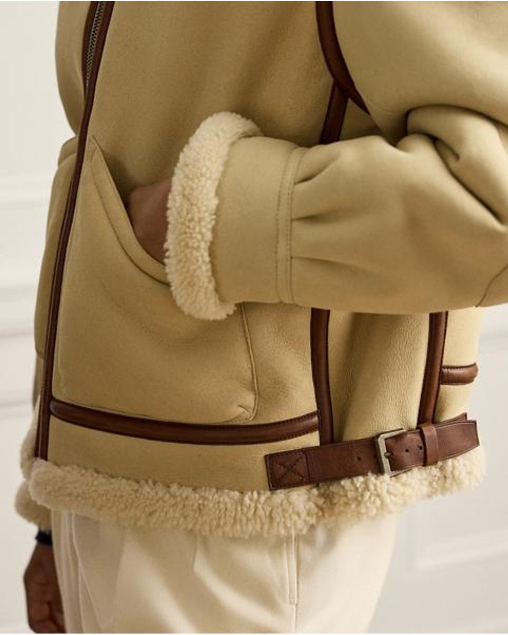 Ralph Lauren Natural Ralph Lauren Lutton Shearling Aviator Jacket for men