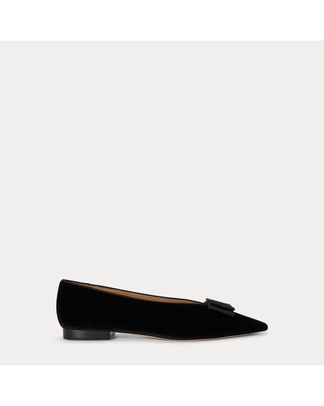 Ralph Lauren Black Audri Bow-Trim Velvet Ballet Flat