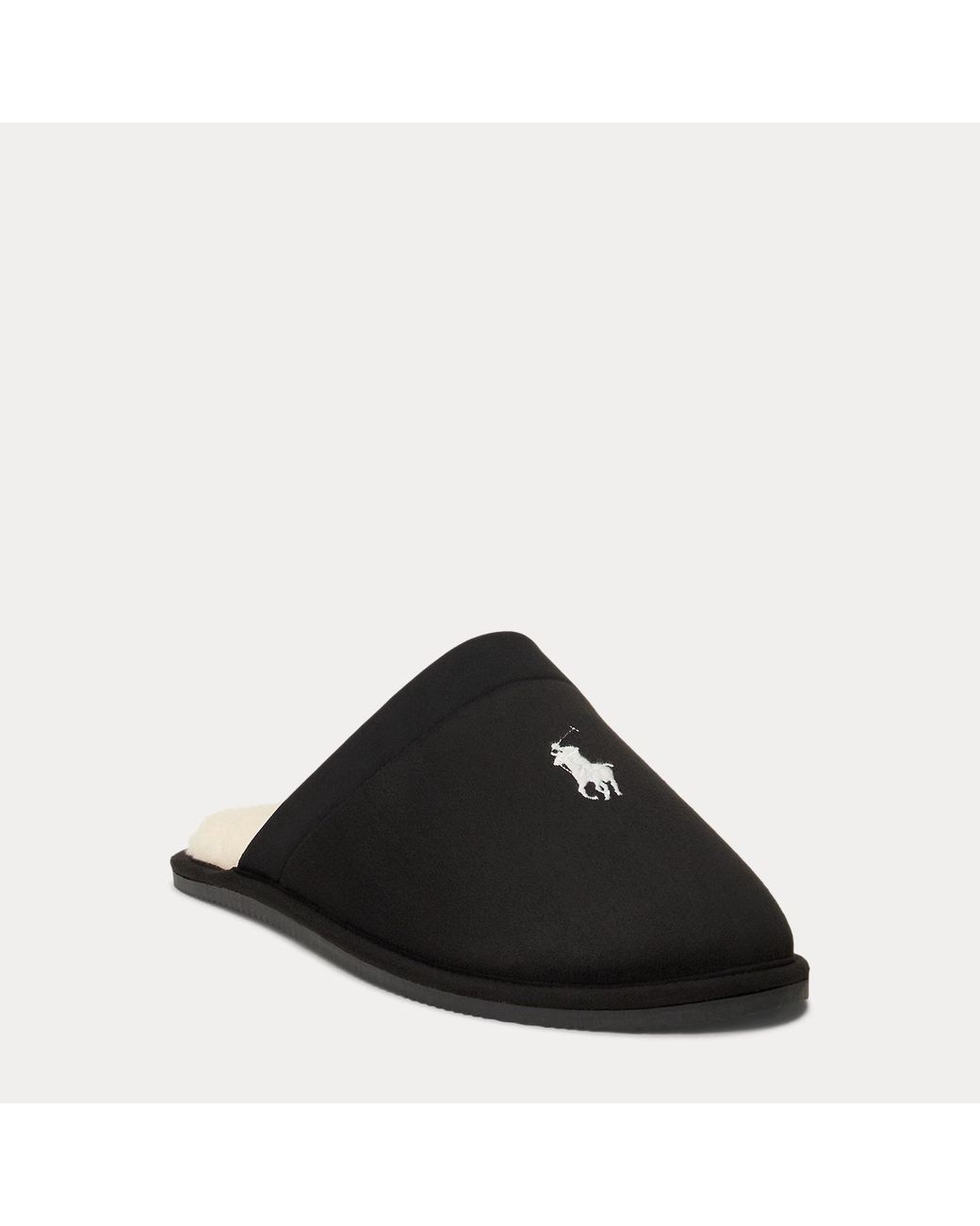 Polo Ralph Lauren Black Klarence Microsuede Scuff Slipper for men