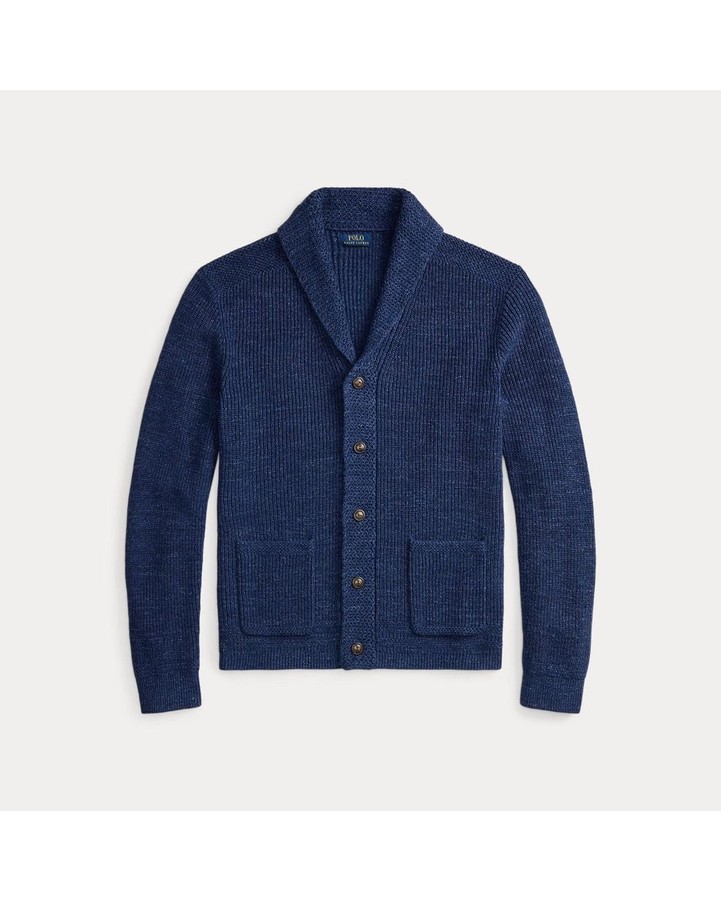 Polo Ralph Lauren Blue Textured Cotton Shawl Cardigan for men