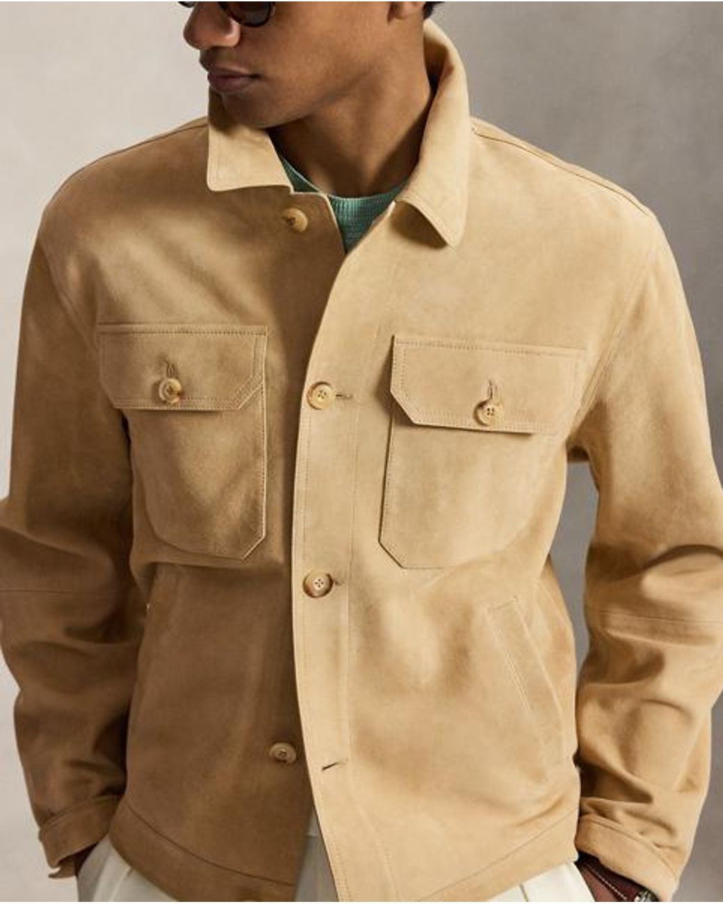 Ralph Lauren Natural The Ashdale Suede Shacket for men