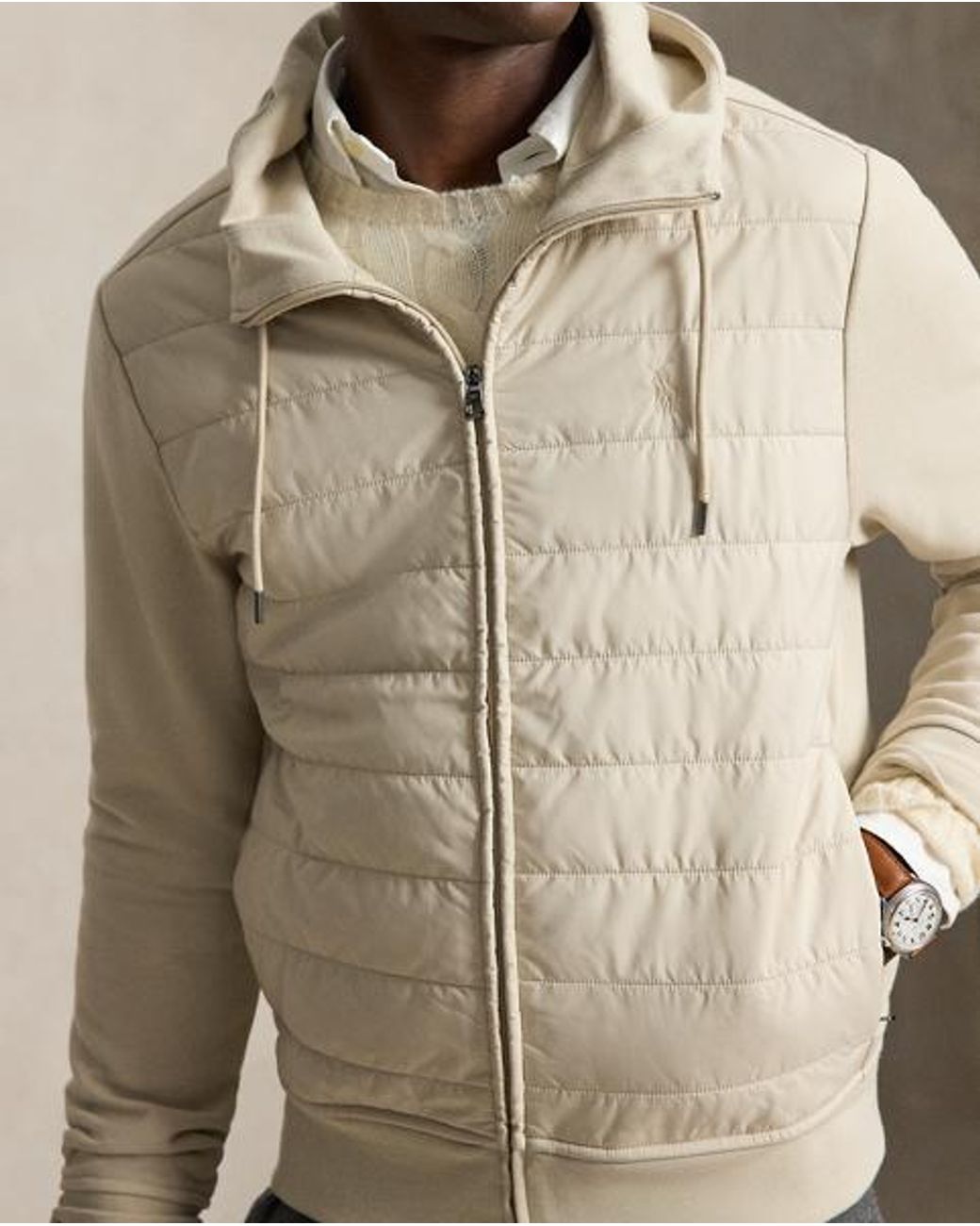 Polo Ralph Lauren White Hybrid Full-Zip Hoodie for men