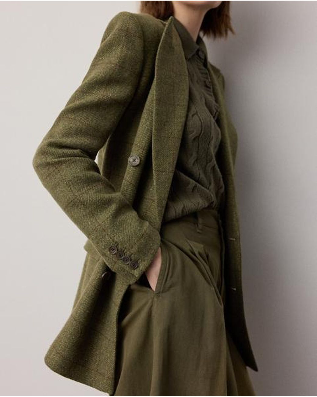 Ralph Lauren Green Ramona Windowpane Tweed Jacket