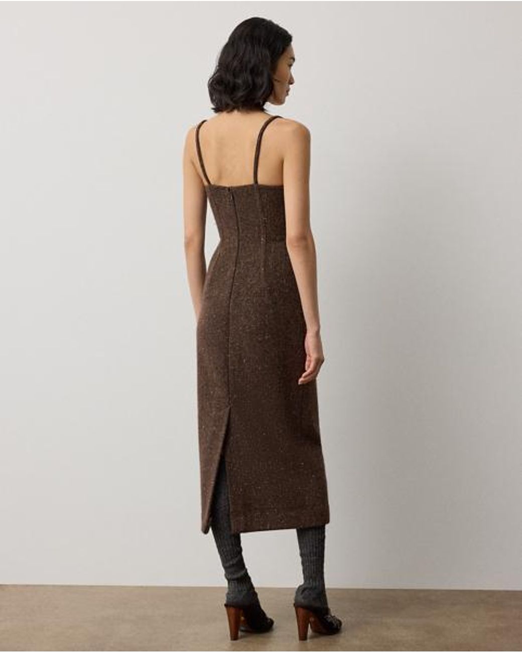 Ralph Lauren Brown Jocey Wool-Blend Donegal Tweed Day Dress