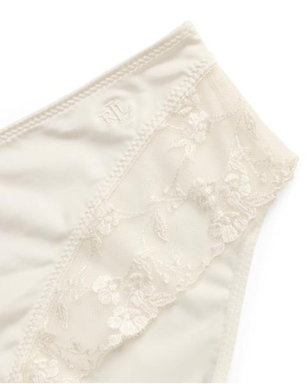 Ralph Lauren White Embroidered Mesh & Satin Tap Short Brief