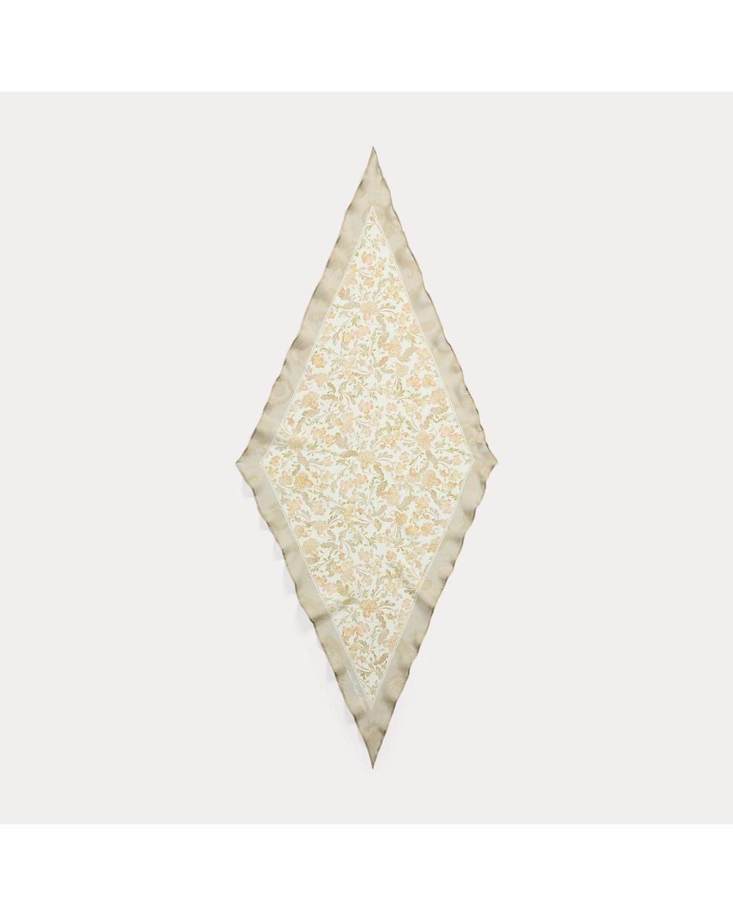 Ralph Lauren Natural Floral Silk Diamond Scarf