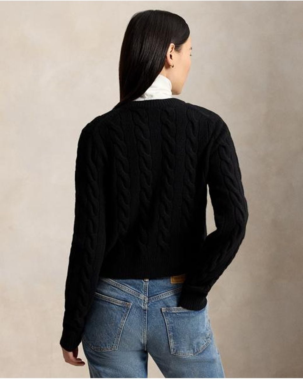 Polo Ralph Lauren Black Cable Wool-Cashmere Cardigan