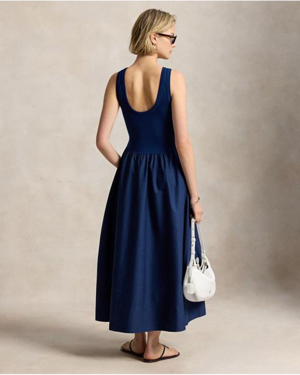 Ralph Lauren Blue Ponte-Bodice Sleeveless Dress