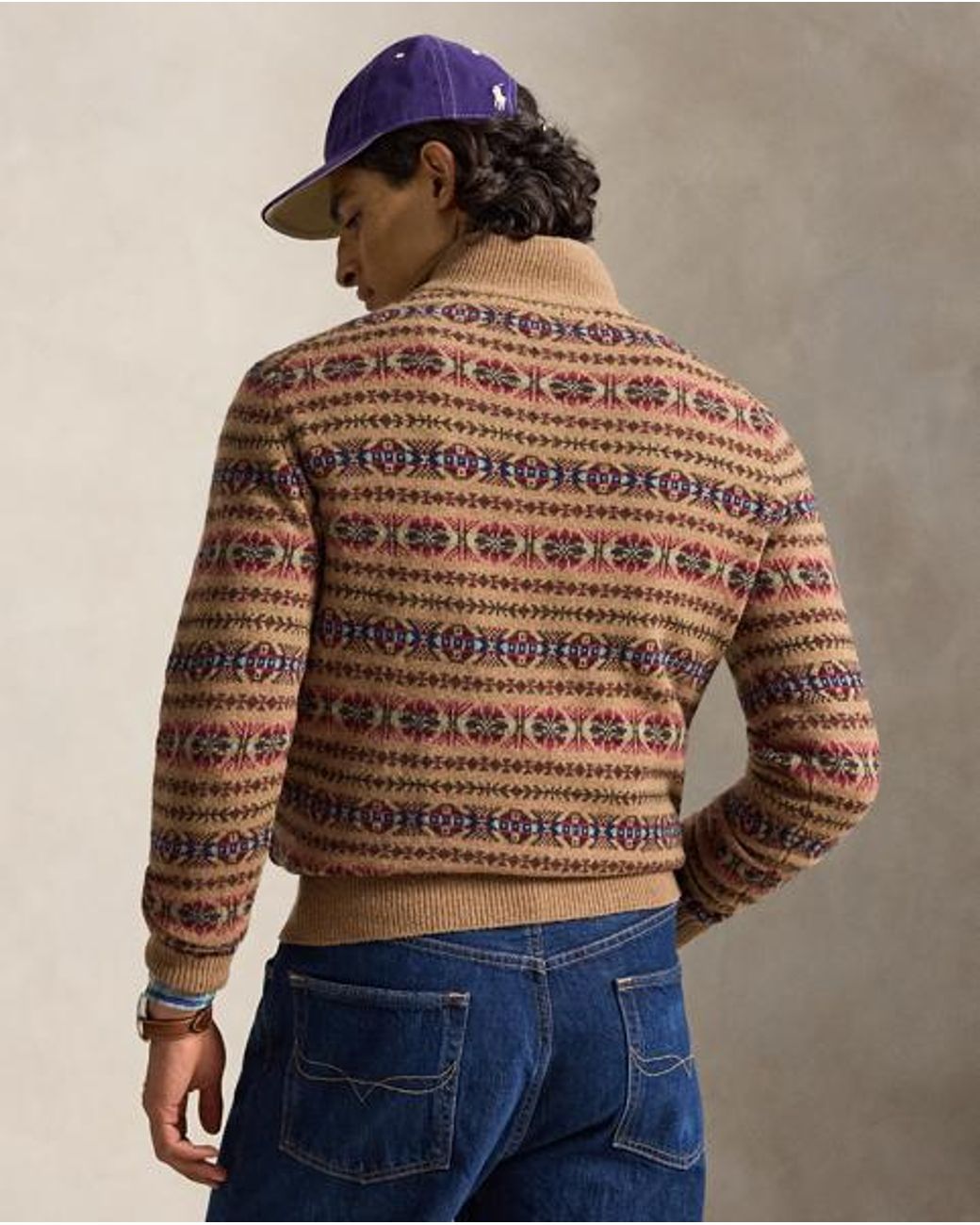 Polo Ralph Lauren Brown Fair Isle Wool Mockneck Jumper for men