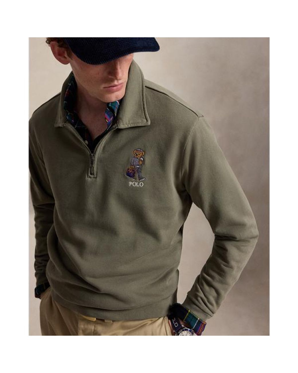 Felpa Polo Bear in cotone loopback di Polo Ralph Lauren in Green da Uomo