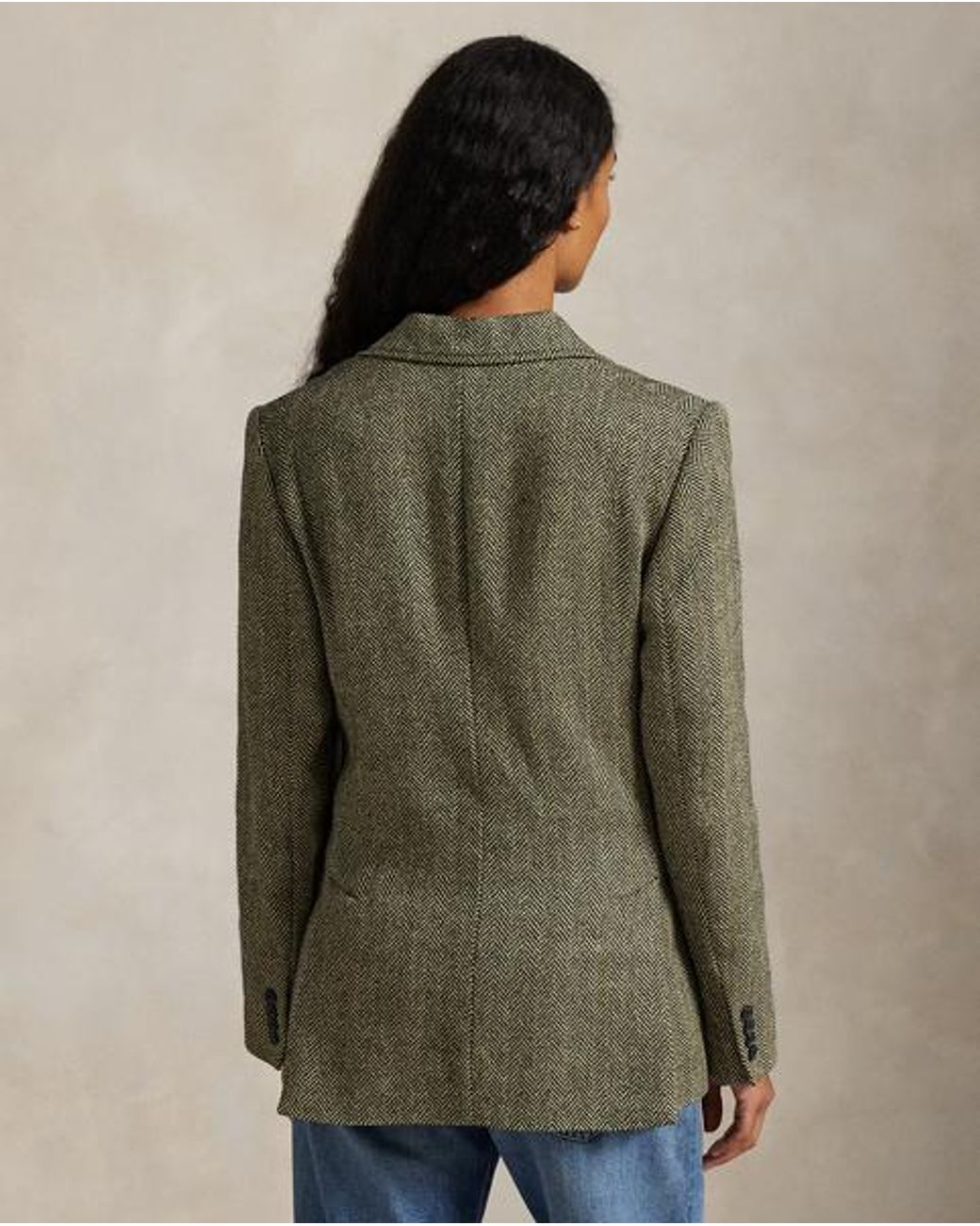 Ralph Lauren Gray Single-Breasted Herringbone Blazer