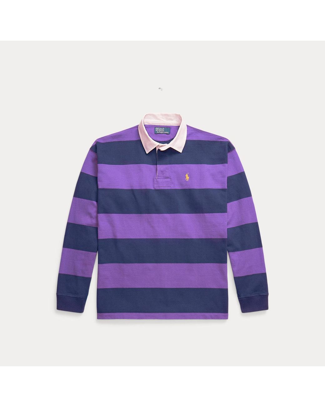 Ralph Lauren Green Big Fit Striped Jersey Rugby Shirt for men