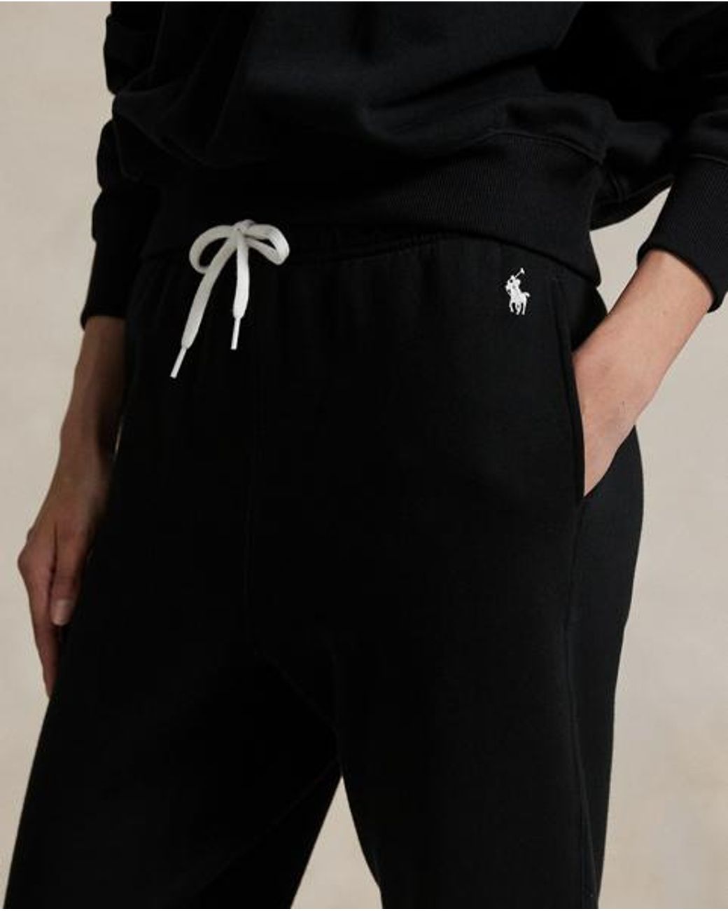 Polo Ralph Lauren Black Drawstring Fleece Tracksuit Bottoms