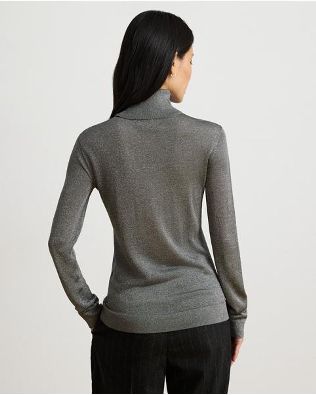 Ralph Lauren Gray Metallic Roll Neck Jumper