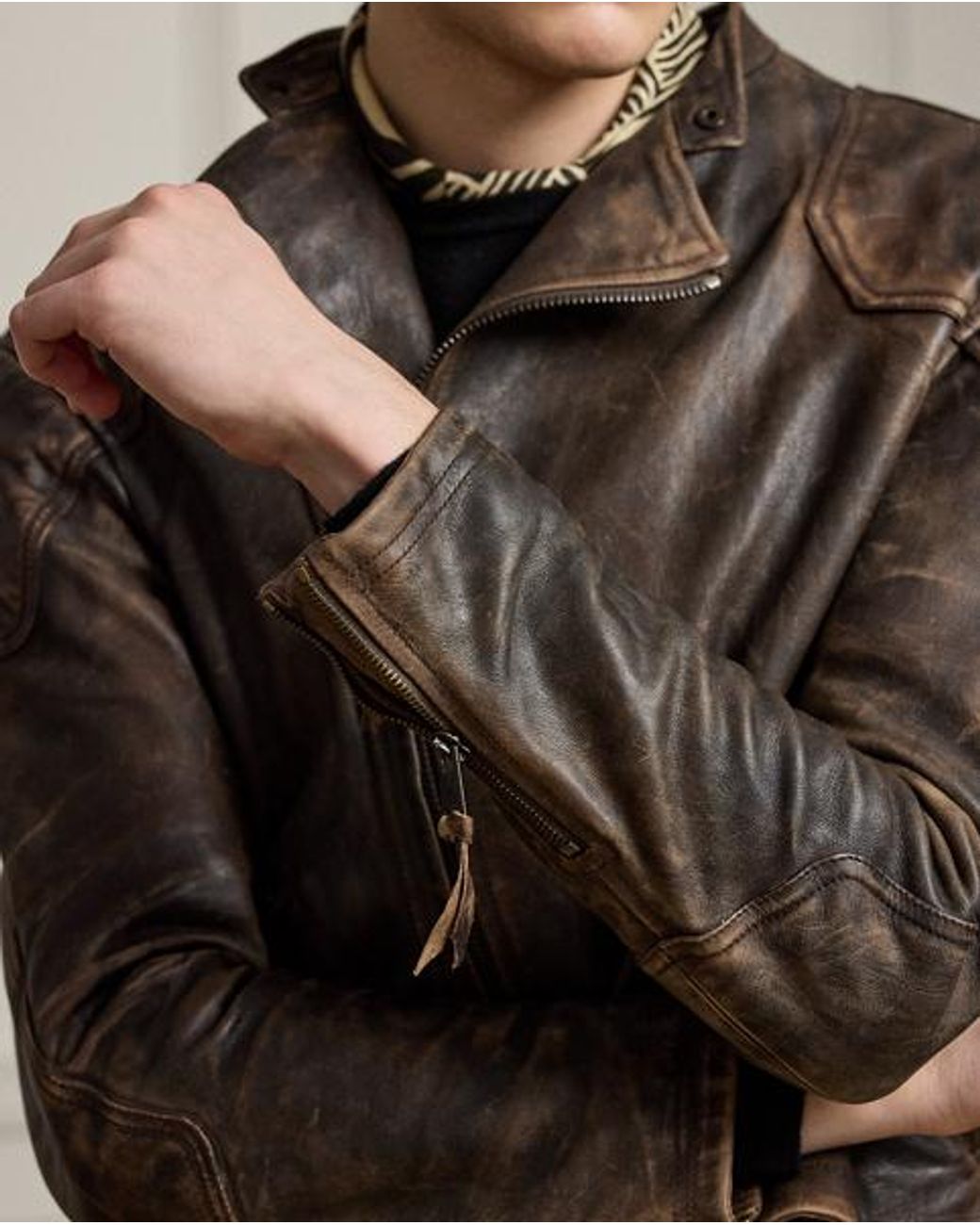 Ralph Lauren Brown Thruxton Leather Moto Jacket for men