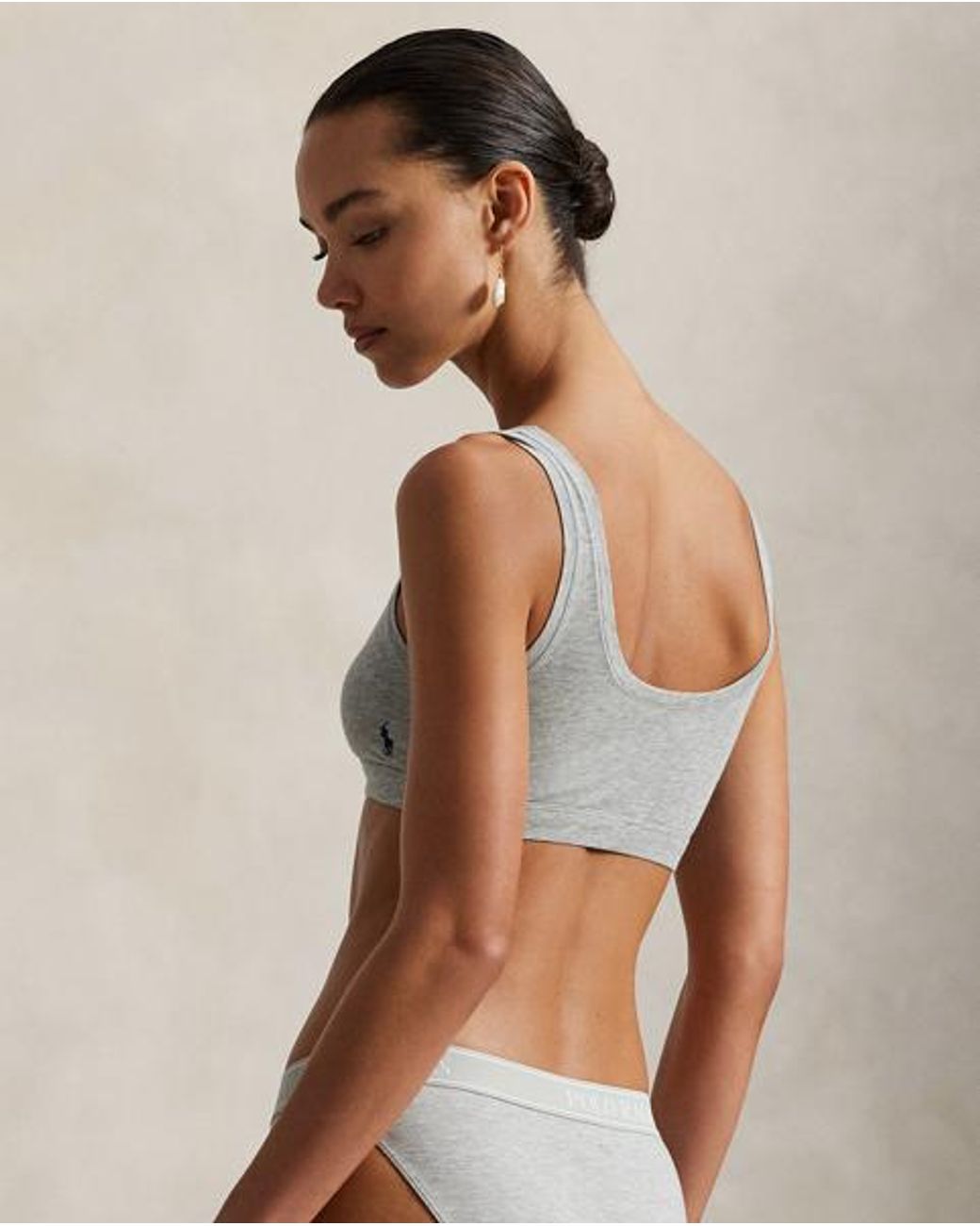 Bralette De Algodón Elástico Polo Ralph Lauren de color Gray