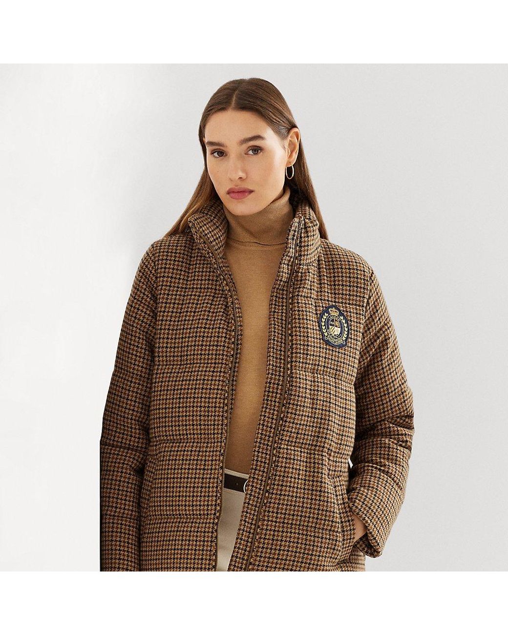 Lauren by Ralph Lauren Ralph Lauren Houndstooth Crestpatch Puffer Coat