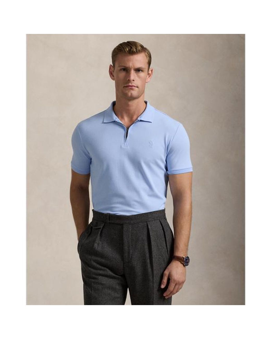 Polo Ralph Lauren Custom Slim Fit Stretch Mesh Polo Shirt in Blue for Men Lyst UK
