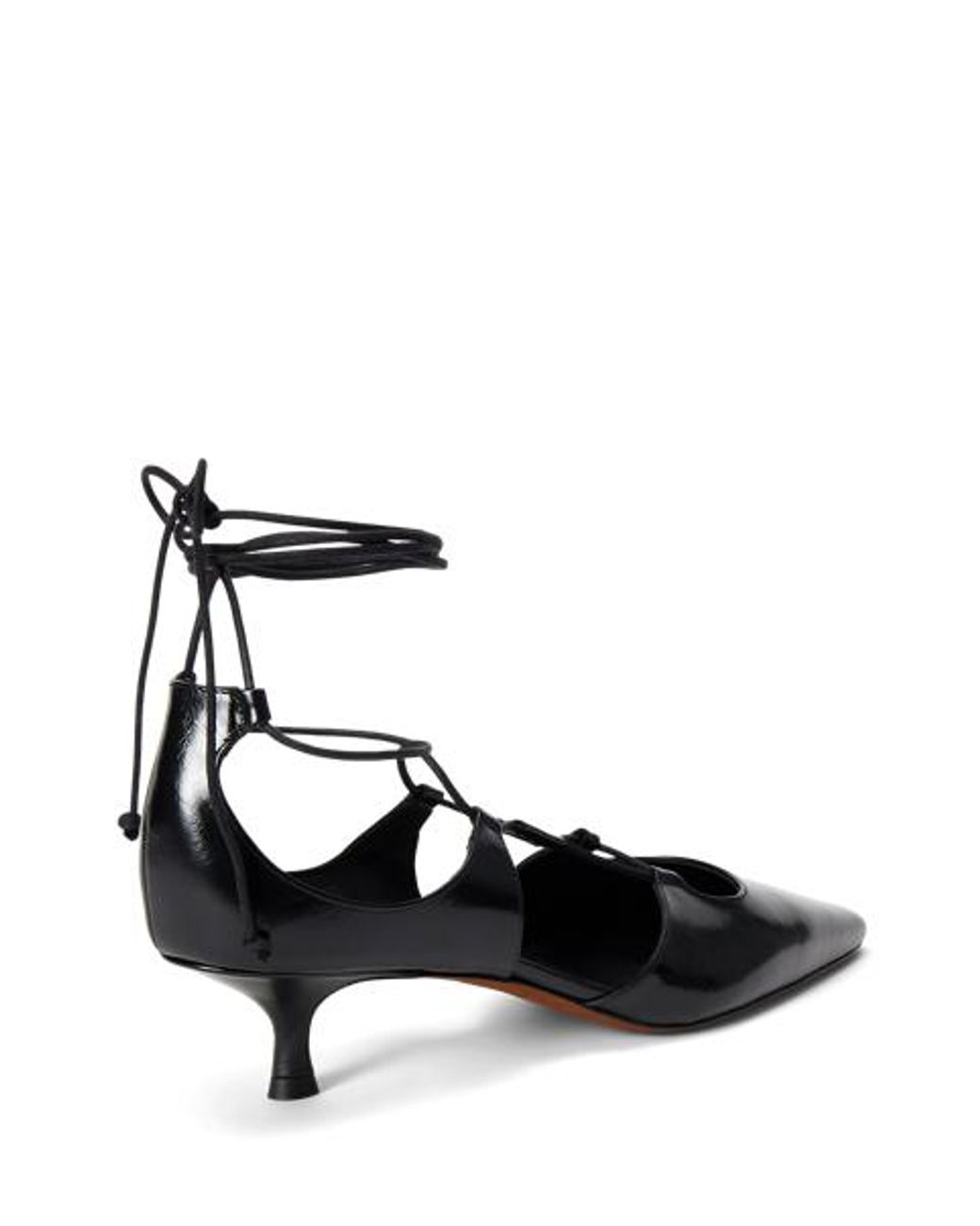 Polo Ralph Lauren Black Calfskin Lace-Up Kitten Heel