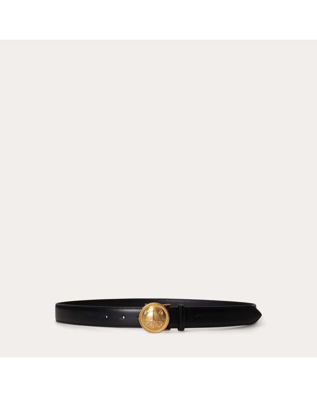 Polo Ralph Lauren Black Crest Plaque-Buckle Leather Belt