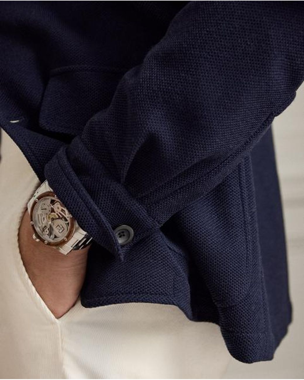 Ralph Lauren Blue Hand-Tailored Wool-Blend Piqué Jacket for men