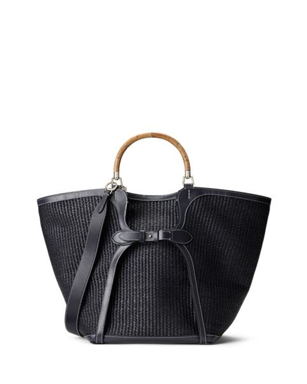 Ralph Lauren Black The Ralph Lauren Braided Raffia Large Tote