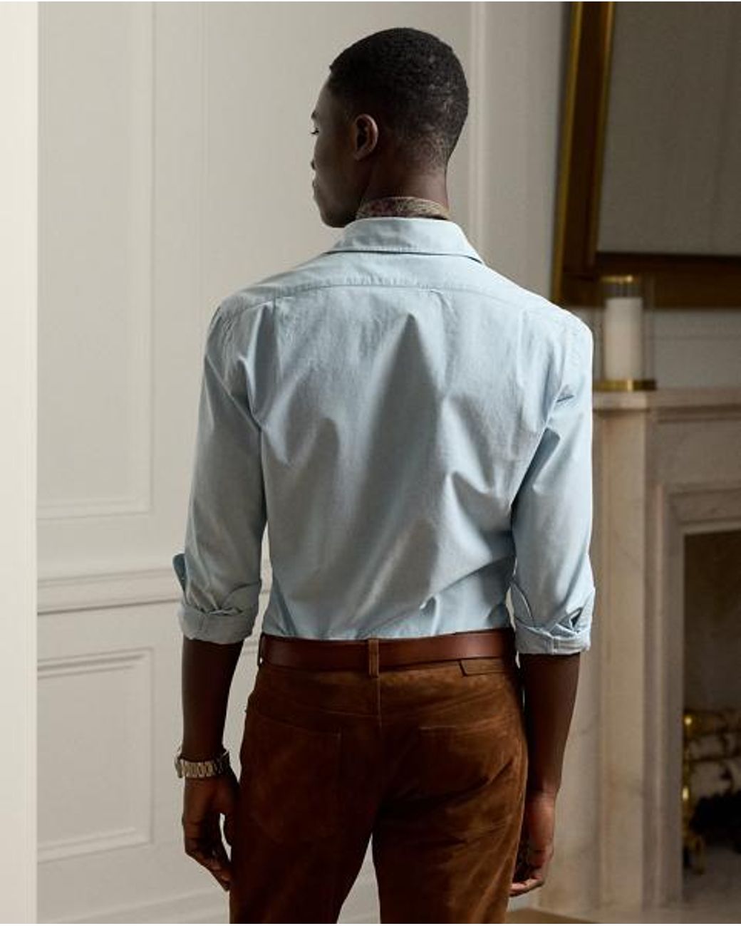 Ralph Lauren Gray Washed Chambray Shirt for men