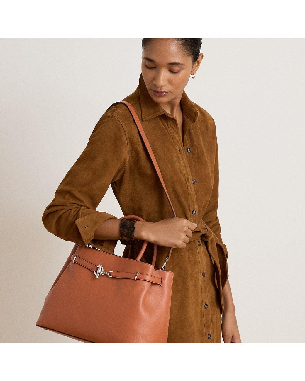 Ralph Lauren Brown Leather Large Blaike Satchel