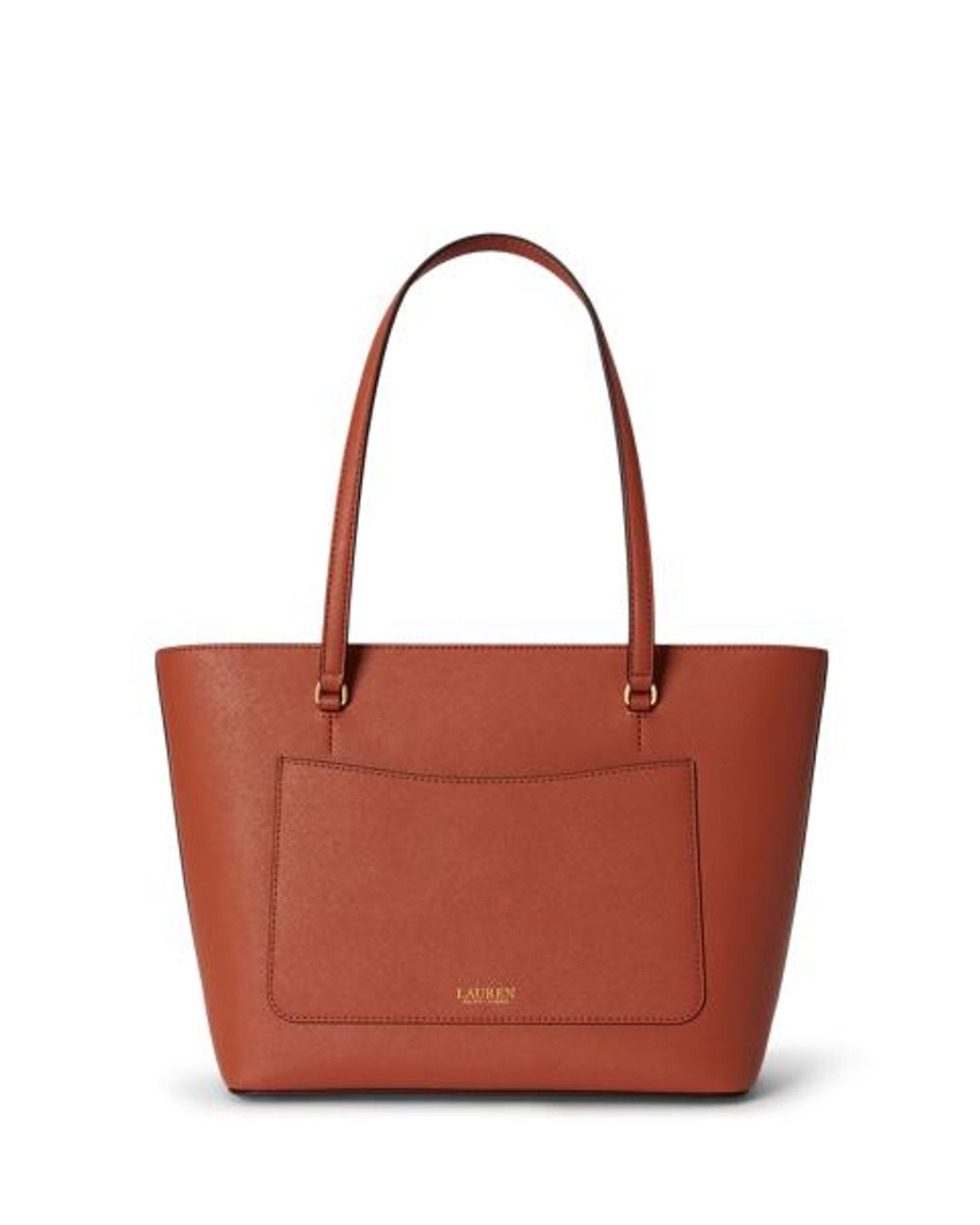Ralph Lauren Red Medium Karly Crosshatch Leather Tote