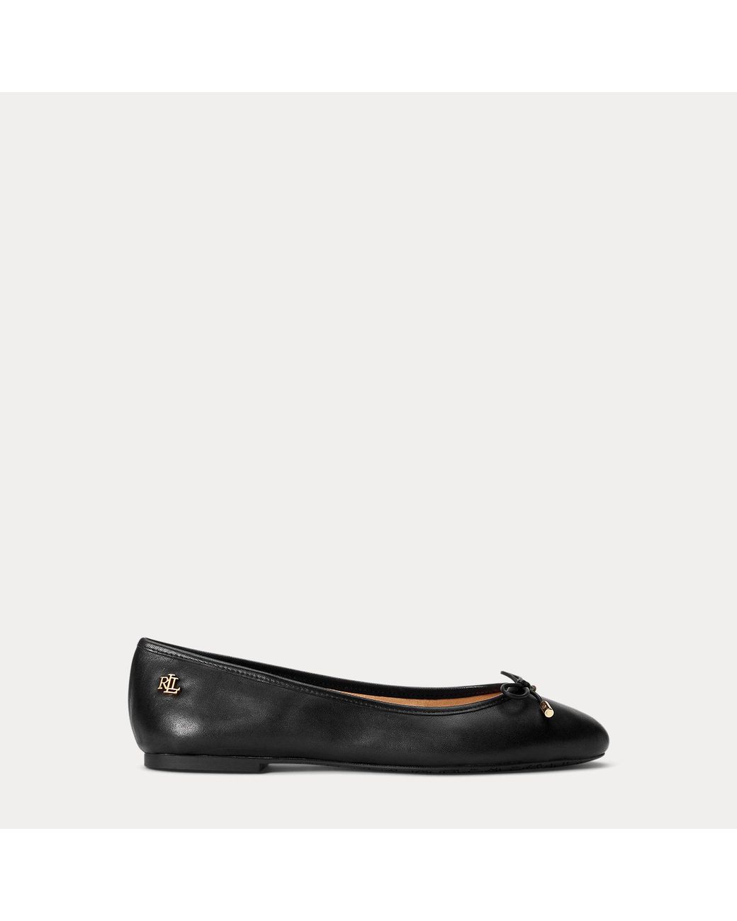 Ralph Lauren Black Jayna Leather Flat