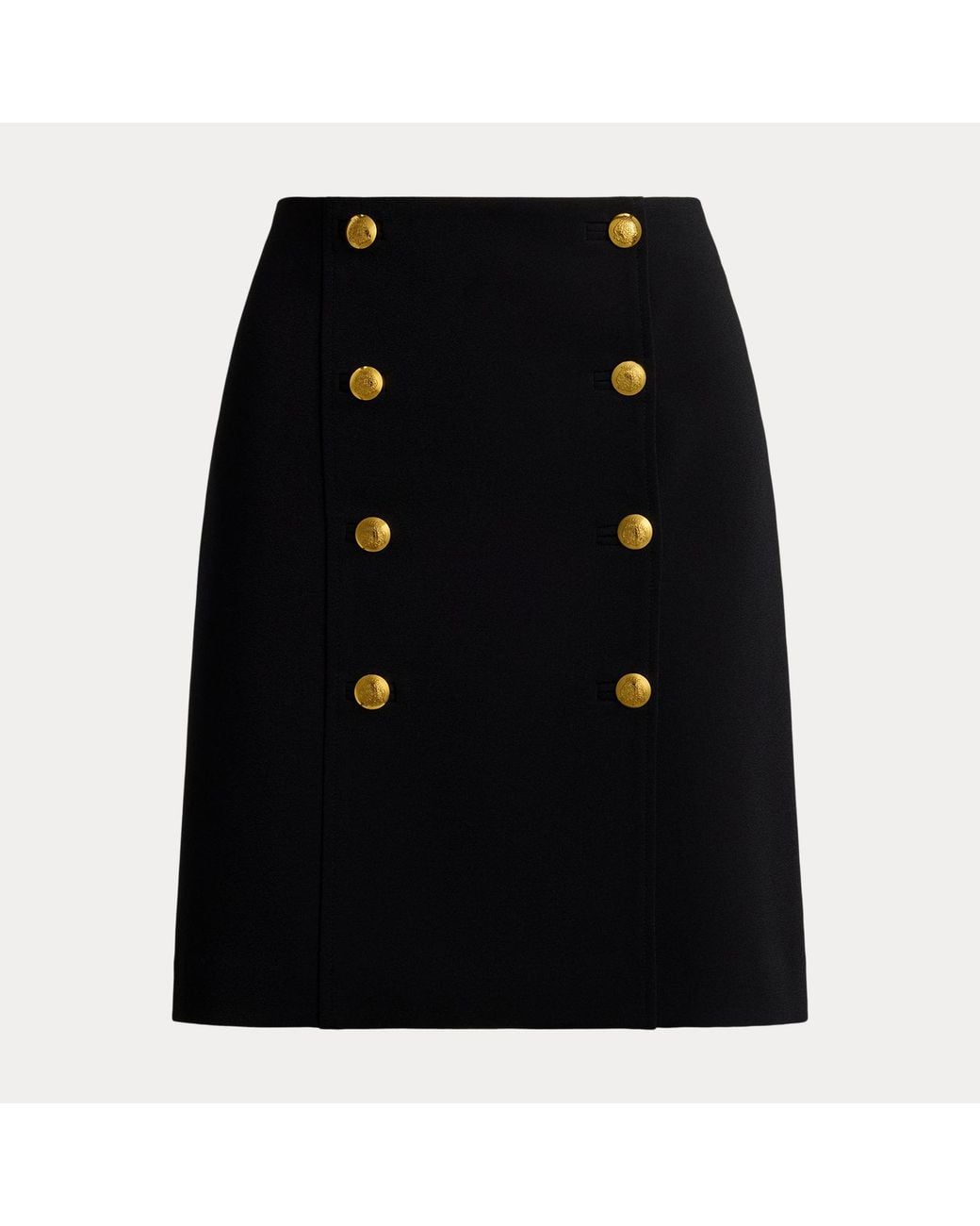 Ralph Lauren Black Double-Breasted Sablé Wrap Miniskirt