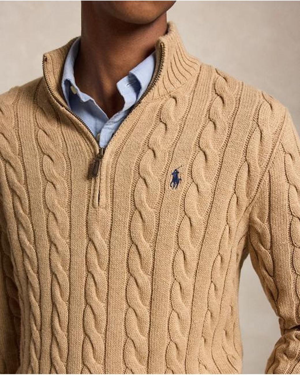 Polo Ralph Lauren Natural Cable-Knit Cotton Quarter-Zip Sweater for men