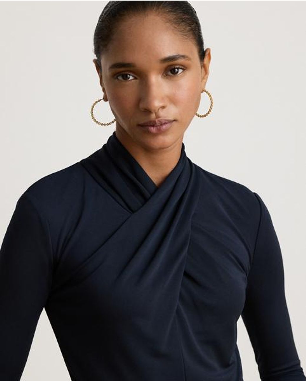 Ralph Lauren Blue Belted Mockneck Jersey Dress