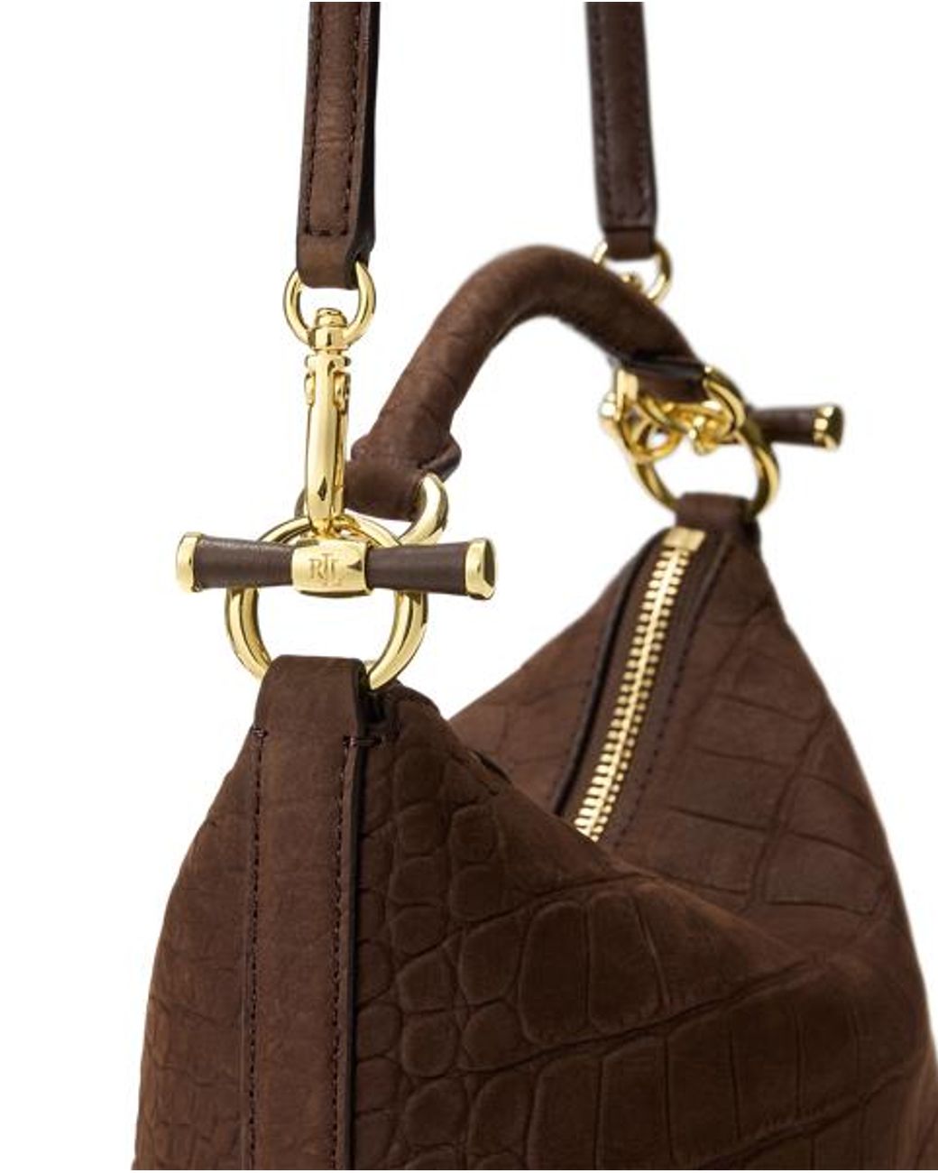 Ralph Lauren Green Embossed Nubuck Mini Blaike Shoulder Bag