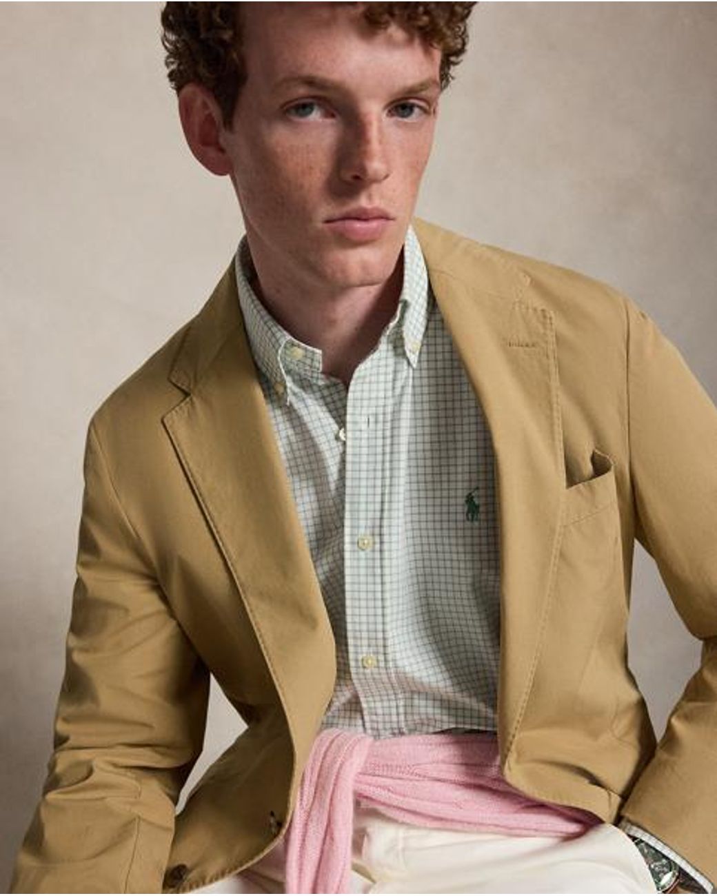Polo Ralph Lauren White Custom Fit Checked Stretch Poplin Shirt for men