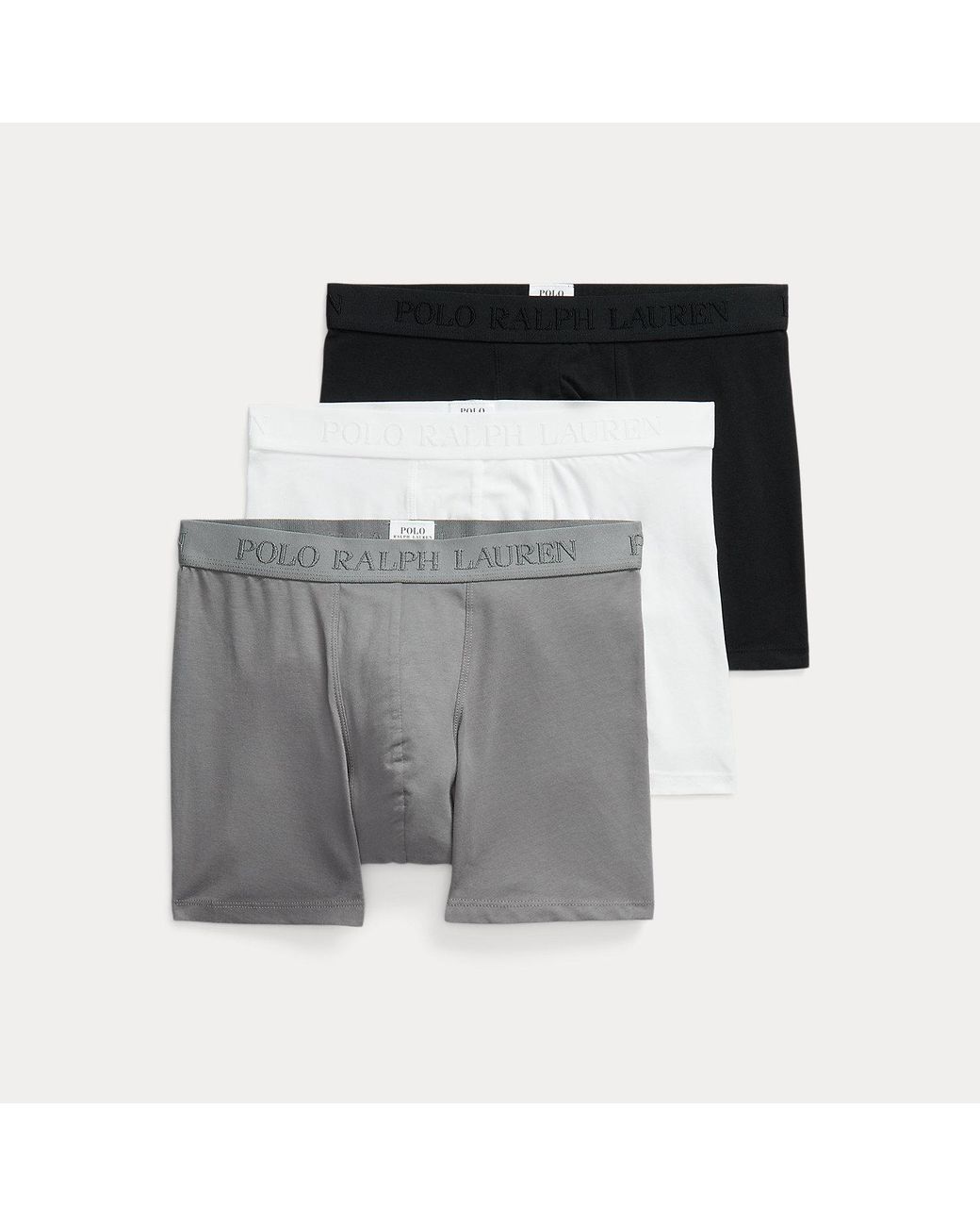 Polo Ralph Lauren Gray Stretch Cotton Boxer Brief 3-Pack for men