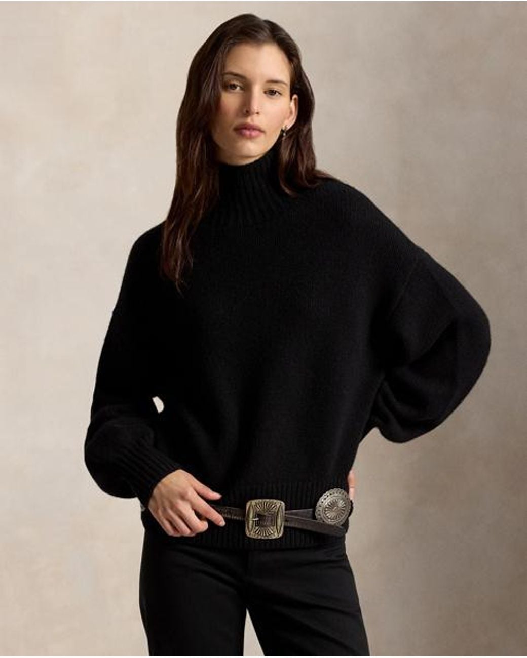 Polo Ralph Lauren Black Cashmere Funnelneck Jumper