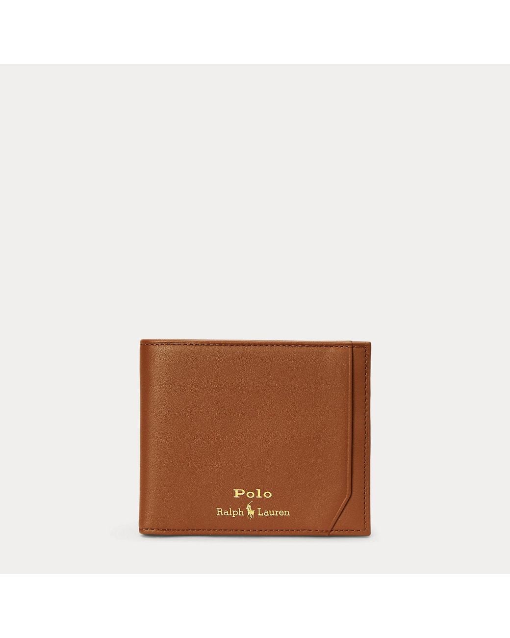 Ralph Lauren Brown Smooth Leather Billfold Wallet for men