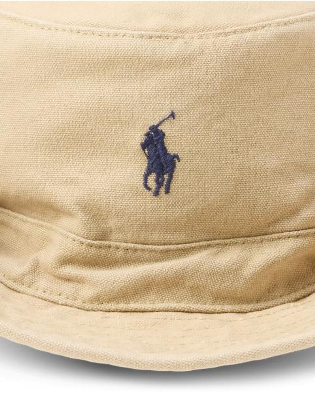 Polo Ralph Lauren Natural Logo-Patch Canvas Bucket Hat for men