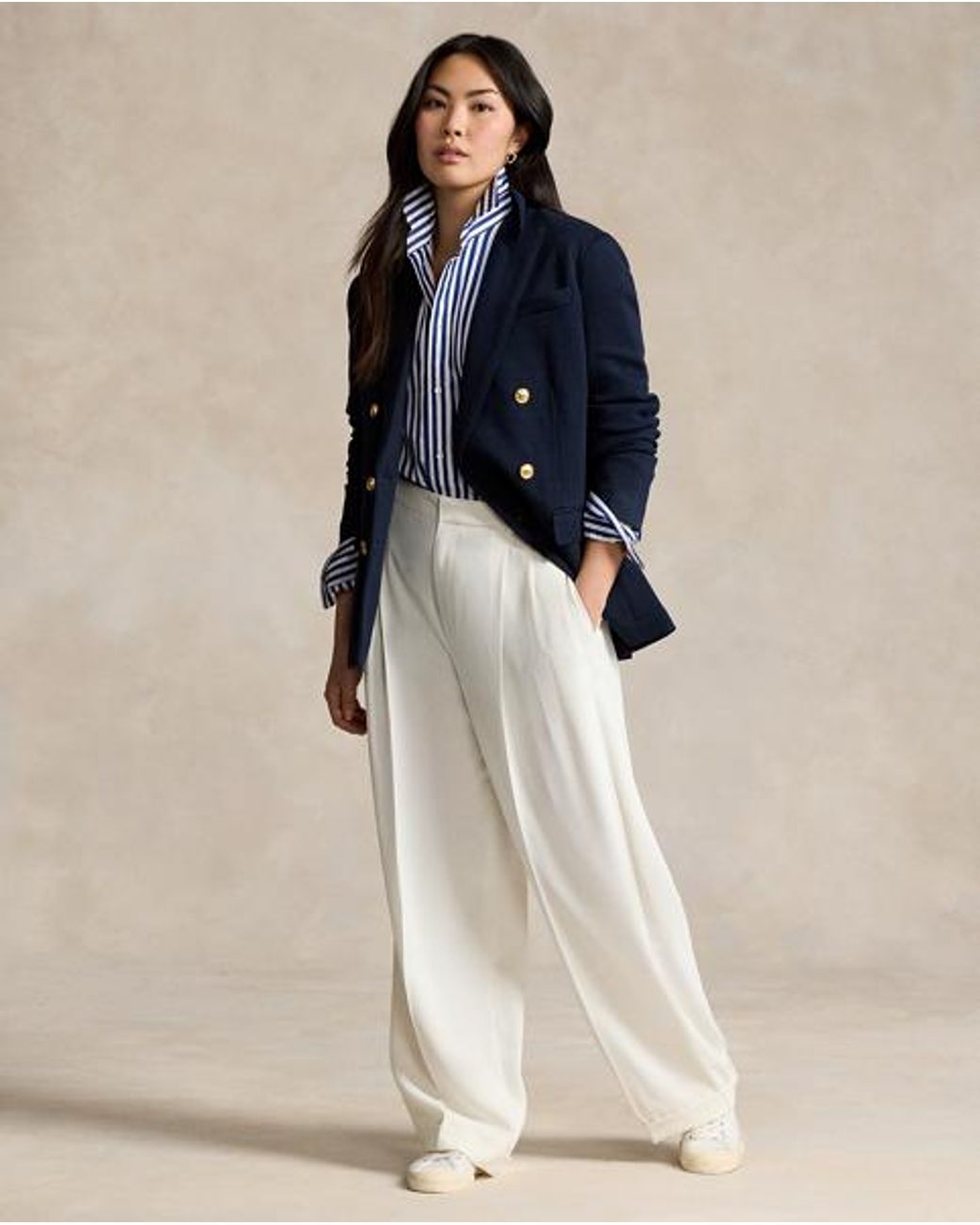Polo Ralph Lauren Blue Double-Breasted Knit Blazer