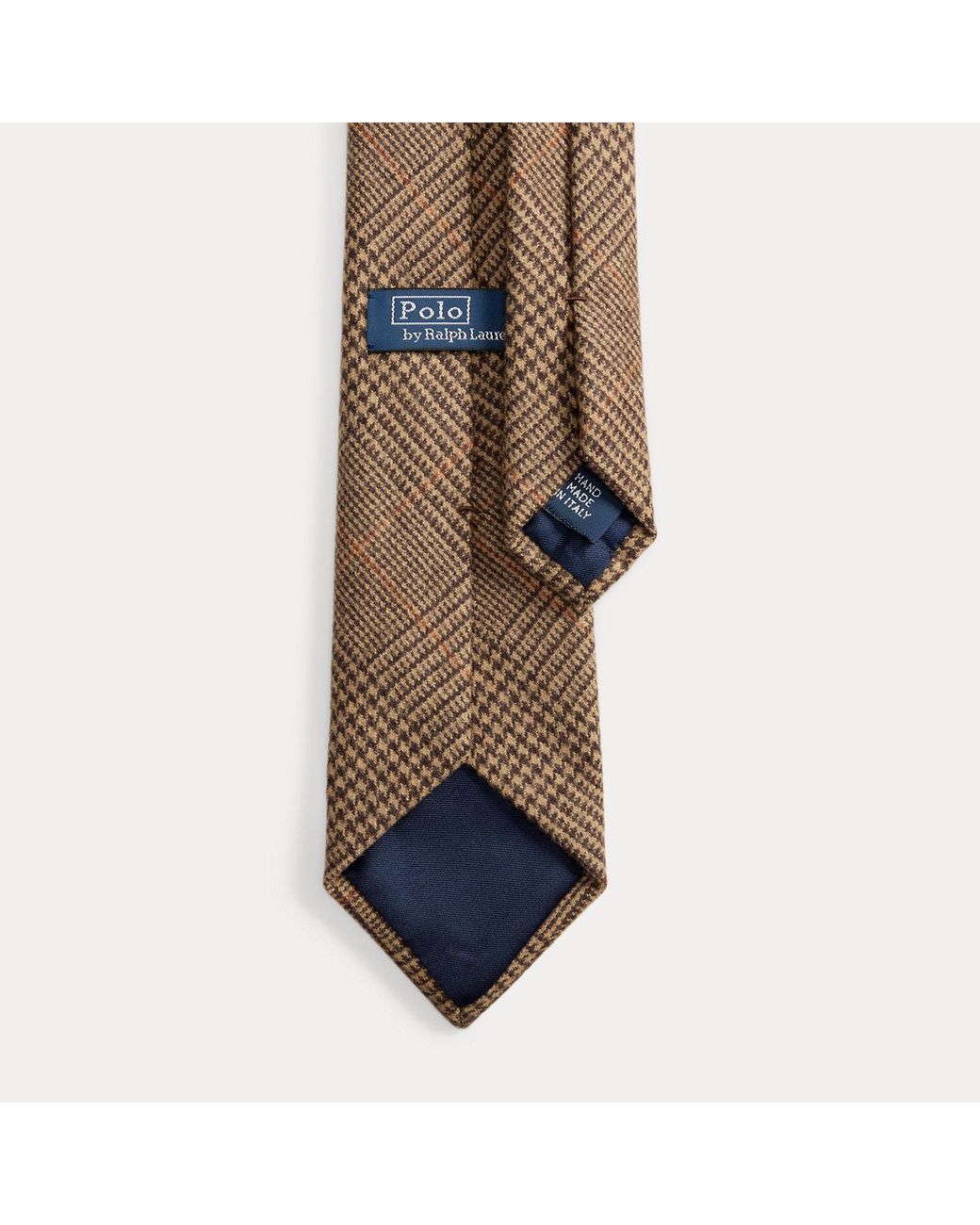 Polo Ralph Lauren Brown Embroidered Plaid Wool Tie for men