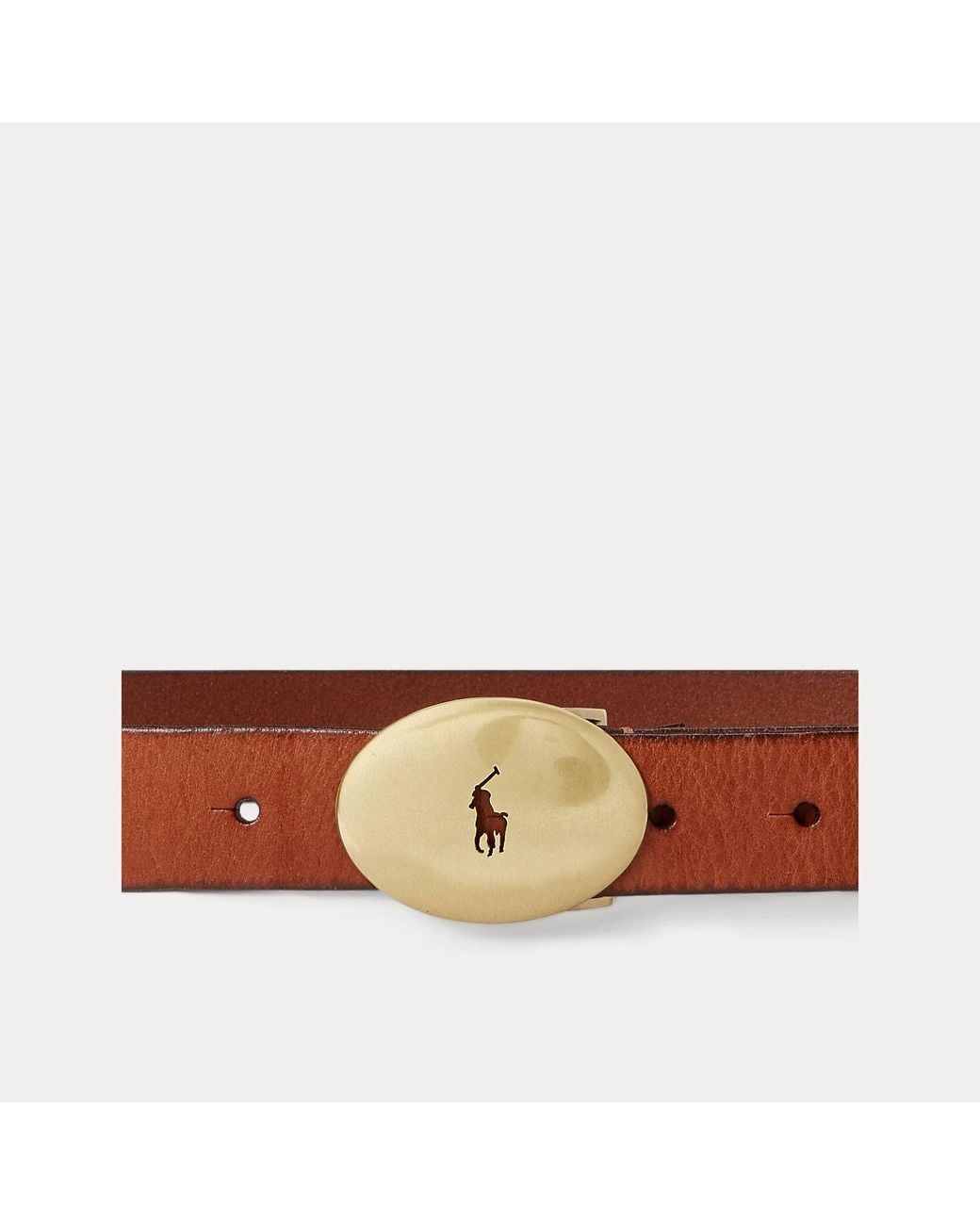 Polo Ralph Lauren Brown Polo Id Oval-Buckle Vachetta Belt