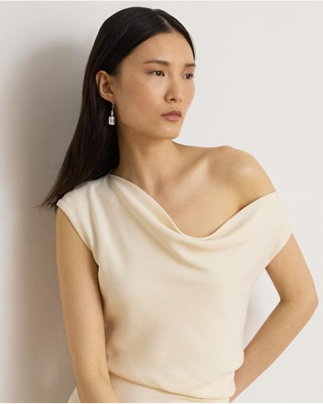 Ralph Lauren Natural Stretch Cady Off-The-Shoulder Gown
