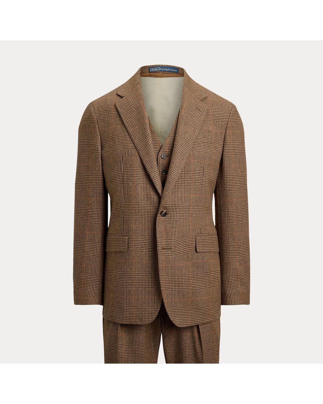 Polo Ralph Lauren Brown Polo Tailored Glen Plaid 3-Piece Suit for men
